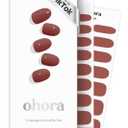 ohora Semi Cured Gel Nail Strips (N Brick) - Brown, Solid, Works with Any UV/LED Lamps, Salon-Quality, Long Lasting, Easy to Apply & Remove - Includes 2 Prep Pads, Nail File & Wooden Stick