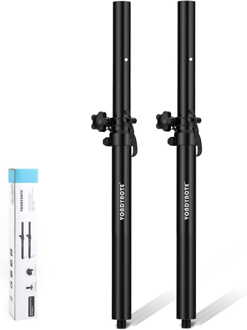 Vondynote Set of 2 Short Speaker Poles for Subwoofer - Mini Pole Mount Height Adjustable With M20 Threaded and 35mm Adapter Extender