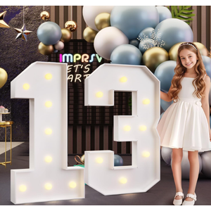 imprsv 3FT Marquee Numbers 13, Light Up Numbers for 13th Birthday Decorations Anniversary Party Decor, Number 13 Light Up Number, PreCut Foam Board Kit