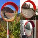 18" Convex Mirror for Pole, 18 Inch Orange Driveway Traffic Mirror for Blind Spot, Wide View Security Mirrors for Warehouse, Garage, Office Indoor Outdoor