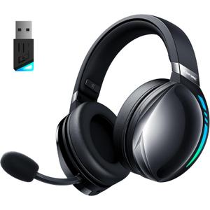 UG-06 Wireless Gaming Headset, 2.4GHz Bluetooth Gaming Headphones with Noise Cancelling Microphone, 3D Stereo Sound, 65Hr Battery Life Headset for PS5, PS4, PC, Switch, Mac, RGB Light (Blcak)
