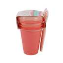 Little Table  Plastic Tumblers with Lids and Straws, 8 Pack Reusable Party Favor Cups, 17oz Iced Coffee Cups, for Parties and Birthdays (8Pink