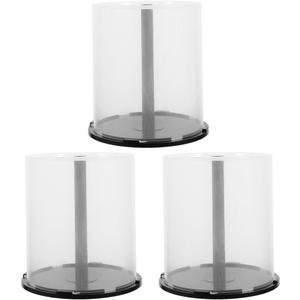 Cabilock DVD Cake Box Spindle 3pcs Clear DVD Storage Bucket for 100 Discs Storage Box Container with Black Base for Home Office Bar Collection Scratch Protection and Space Saving Design