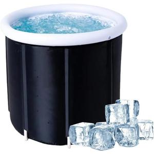 Ice Bath Tub Cold SPA INFLATABLE with inflatable cushion, Cover, and pump 30" x 26" ( Black )