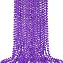 SHAOQINLIN 12 PCS Purple Mardi Gras Beads, Purple Beads Necklaces 33" Metallic Beaded Costume Necklaces Party Necklaces for Halloween Mardi Gras Parade Throws Wedding Birthday Party Favors, Mother's Day Decor