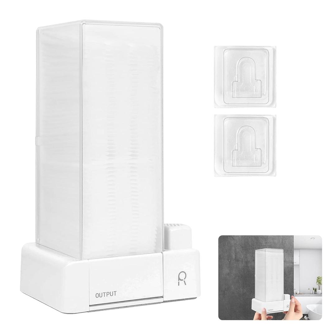 Automatic Square Press Out Cosmetic Makeup Removers Pad Holder - Makeup Cotton Organizer Container Dispenser Storage Display Rack (White)