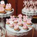 2 x 36Pcs Pink Bow Cupcake Toppers, Sweet Bow Cupcake Decorations, Single Bride Engagement Wedding Girls Baby Shower Party Supplies