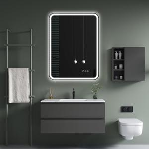 40x28 Inch LED Bathroom Mirror with Anti-Fog & RGB Backlight  Dimmable Front Light, Memory Function, Shatter-Proof Tempered Glass, Vertical/Horizontal Mount (Plug-in/Hardwired)
