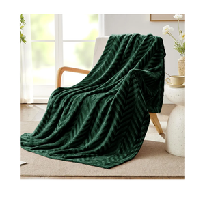 Whale Flotilla Flannel Fleece Throw Blanket for Couch Sofa Bed, Lightweight Breathable Soft Throws Plush Fluffy Chevron Design Decorative Blankets for All Season, 50x60 Inch, Emerald Green