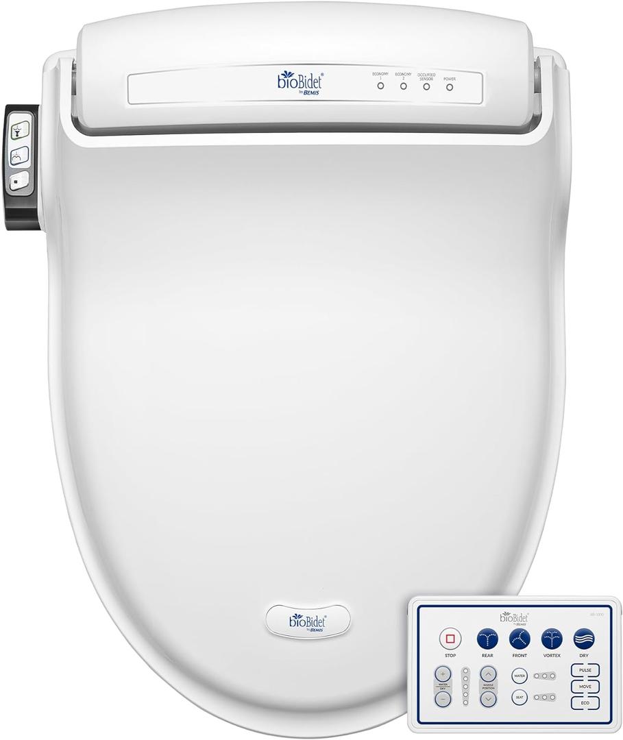 Bio Bidet BB1000 Electric Bidet Toilet Seat, Warm Water with Air Dryer, Heated Seat with Slow Close Lid, Remote Control, Elongated White