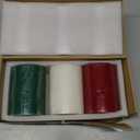 Holiday Collection: Assorted 3" x 4" Scented Pillar Candles - Red, Green, White (Mistletoe, Bayberry, Apples and Cinnamon Scents) - Handmade, Ideal Holiday Gift