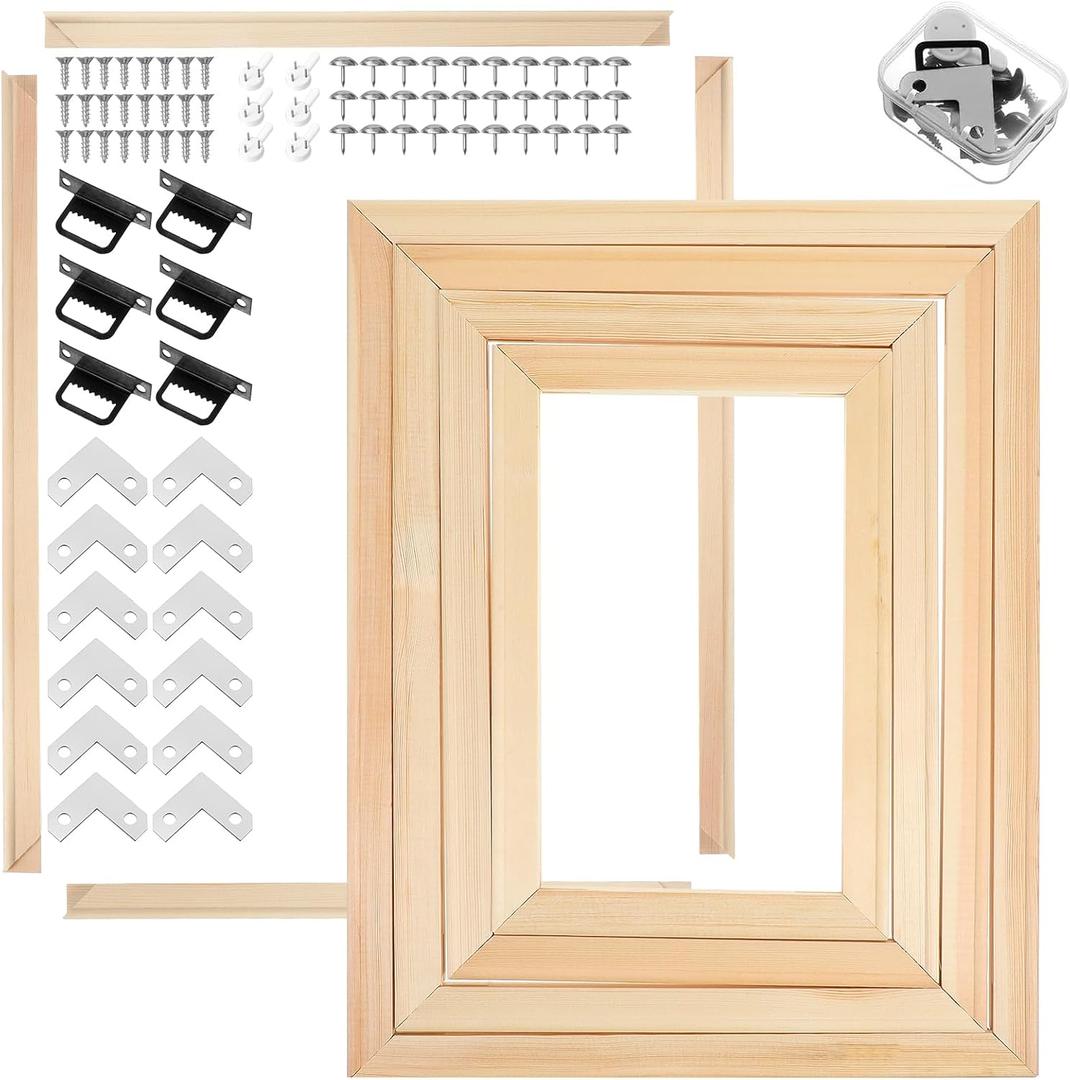 Yuanan 8 Sets Wood DIY Canvas Stretcher Bars, 4 Sizes Canvas Frame Easy to Assemble Sturdy Stretchers Frame for Arts, Oil Paintings, Paint by Numbers,Posters-7.87/9.84/11.8/13.77/15.7inch