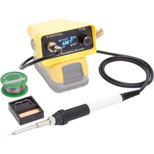 Portable Cordless Soldering Iron Station with T12 Tip for dewalt 20V Max Battery, OLED Display, Precise Heat Control up to 896F, C/F Conversion, Auto Sleep, Welding Tool for DIY, Repair (Tool Only)