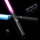 Juxaxia Lightsaber, LED Light Saber with 15 RGB Colors, Lightsabers for 3 Modes, Light Sabers with Connectors, Lightsabers for Dueling, Lightsaber Toy for Adults, Kids, 2 Pack(Black), Metal Handle 2 Pack