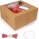 DOYIDE 20Pcs 10 Inch Cake Boxes with Window, 10x10x5 Inches Brown Bakery Boxes, Cake Carrier Container for Pastries, Pie, Cookies, Chocolates, Cupcakes, Birthday Party, Wedding