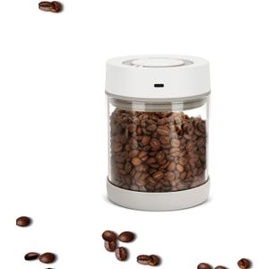 Coffee Bean Storage Container, 600ml Electric Airtight Coffee Canister, Gift for Coffee Lovers, One-Button Operation & Date Tracker Vacuum Canister, Food Storage Container with Borosilicate Glass