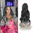 Grey French Curl Braiding Hair 16 Inch 8 Packs Curly Braiding Hair Pre Stretched for Box Braids Crochet Braids with Curly Ends (Tgrey, 16 Inch (Pack of 8)