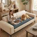 Smiry Fuzzy Couch Cover for Dogs, Non Slip Washable Pet Sofa Cover, Scratch Proof Hair Resistant Plush Sofa Slipcover, Pet Friendly Couch Cushion Protector for Cat, Dark Grey, 27.6" x 59"