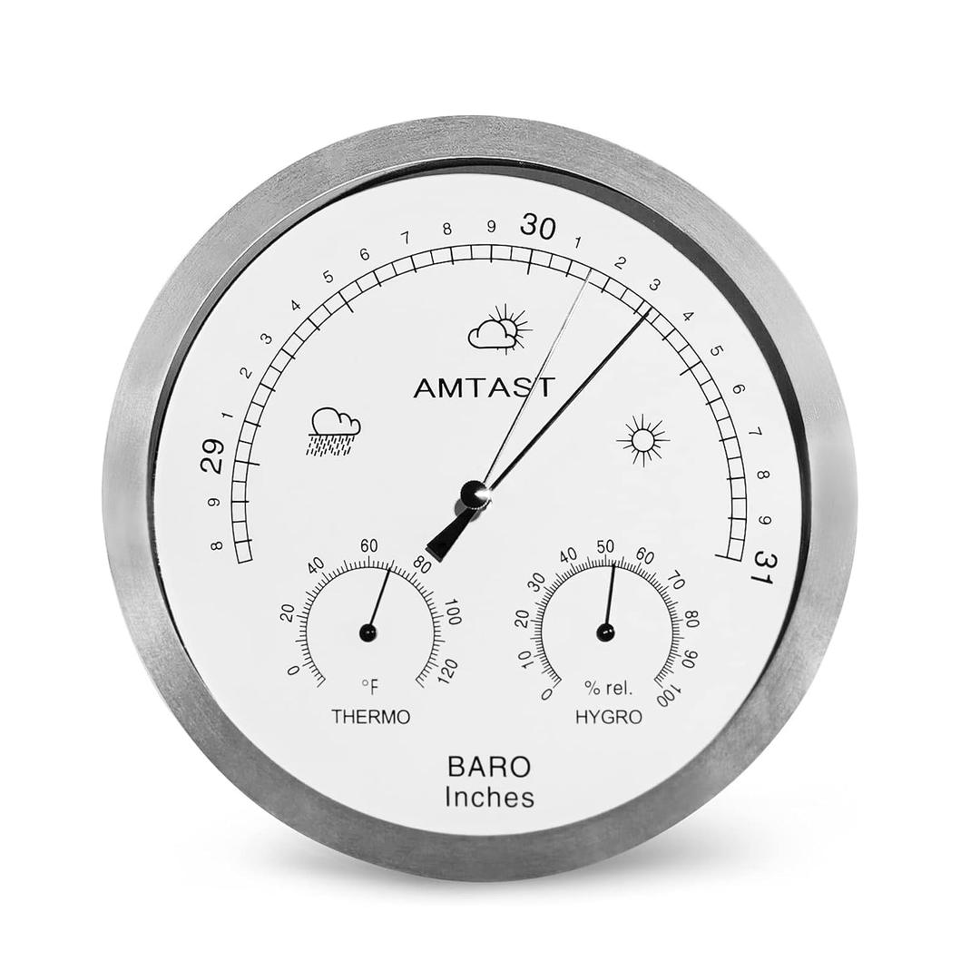 8.2" Diameter Dial Weather Station 3 in 1 Weather Station Combination Barometer Thermometer and Hygrometer Mechanical Barometer for Home Wall, Fishing Boat, Baby Room, Office