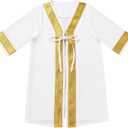 IBTOM CASTLE Newborn Baby Boys Muslim Ramadan Robe Long Sleeve Abaya Sets Eid Kaftan Dubai Islamic Outfits Arabic Kid Thobe (3-6 Months, White)