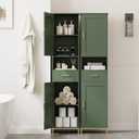 Homhedy 67" H Bathroom Storage Cabinet, Tall Bathroom Cabinet, Green | Narrow Cabinet with Doors and Drawer, Adjustable Shelves, Floor Cabinet for Bathroom, Living Room, Kitchen, Dining Room