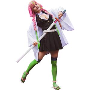 Nuoqi Zentisu Tanjiro Cosplay Adult Giyuu Tomioka Outfit Shinobu Anime Halloween Costume (X-Large, White)