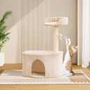 XONTEVIC Small Cat Tree Tower with Sisal Scratching Post for Indoor Cats, Cat Condo Cave House with Perch and Playful Toy Feather, Beige (20.27x12.4x29.5 inch) 