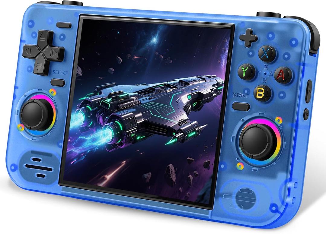 RF40H Handheld Game Console, 4.0" Retro Gaming Console Preloaded 20,000+ Classic Games, Open Source Linux System, Support WiFi Online Play, Portable Pocket Hand Held Video Game (Transparent Blue)