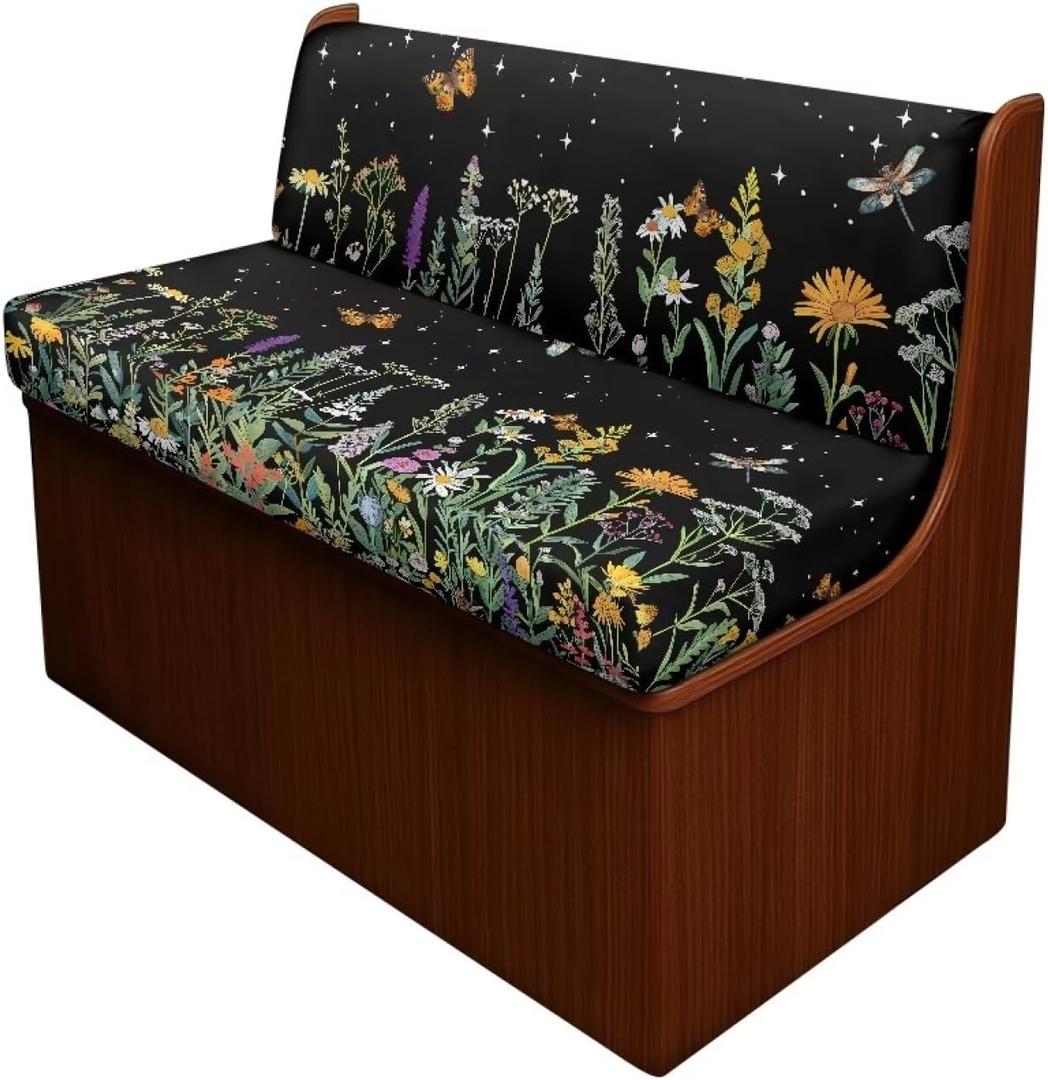 Floral RV Dinette Cushion Covers, Waterproof Camper Cushions Cover,RV Dinette Seat Covers, Cushion Slipcovers for Trailer Including 1 Backrest Cover & 1 Bench Cover