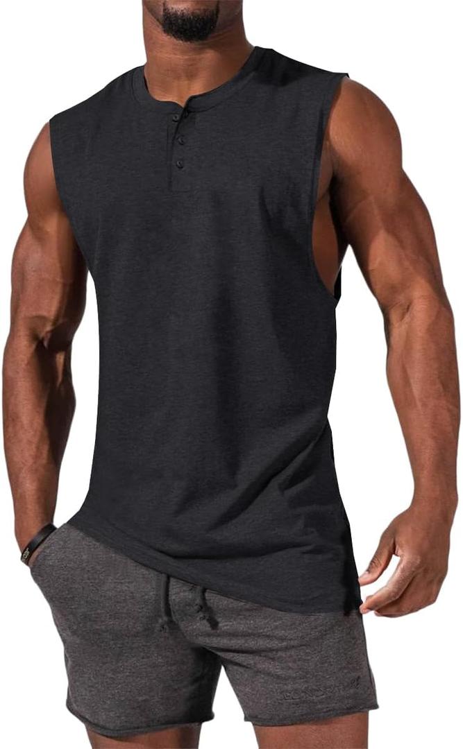 ZIWOCH Men's Sleeveless Tank Tops Crewneck Solid Loose Fit Shirt, Small