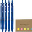 Pilot Acroball Retractable Advanced Ink Ball Point Pens, Fine Point 0.7mm, Blue Ink, Rubber Grip, 5-Pack, Sticky Notes Value Set
