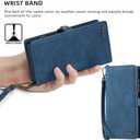 2 x Simicoo Pixel 8 Pro Wallet case, Pixel 8 Pro Flip Leather case Card Slots Holder Zipper Purse Detachable Magnetic Cover Hand Strap Cash Pocket Pouch Wallet for Woman Man (Blue)