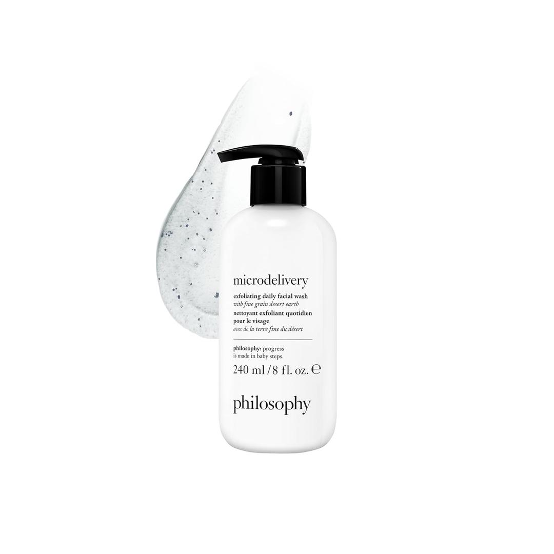 philosophy microdelivery exfoliating daily facial wash - with fine grain desert earth & gentle amino acids - scrubs away impurities & dead skin cells to alleviate dryness and rough texture(240ml), 1 Pack