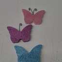 Butterfly Spring Decorations for Home, Wooden Butterflies Blocks Tiered Tray Decoration Set, Pink Blue Spring Table Top Decor for Office Party Shelf Door (Glitter 3PCS)