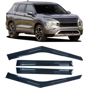 4 Pieces Tape-on Extra Durable Rain Guards Fit for 2022 2023 2024 Mitsubishi Outlander,Window Deflectors,Window Visors (Smoke Black)