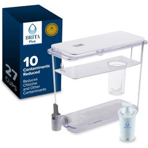 Brita UltraMax Large Water Dispenser with 1 BritaPlus Filter, 27 Cup, White 5"L x 5"W x 5.91"H