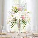4pcs White Orchid Artificial Flowers 29.52" Real Touch Latex Faux Phalaenopsis Branches Vintage Fake Butterfly White Orchid with Stems for Home Wedding Decoration