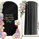 Wedding Arch Backdrop Stand and Arch Cover 6ft, Metal Arch Stand and Cover Set with 100 Party Multi-Colored Balloons for Birthday Party Wedding Ceremony Bridal Baby Shower Event Decor, 6ft*2.6ft, Black