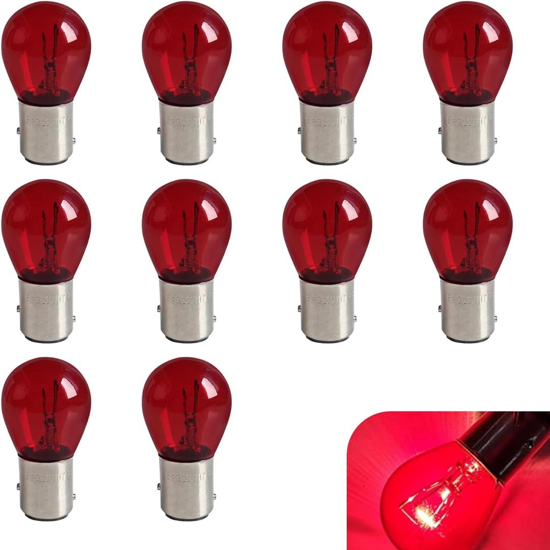 10 PCS 1157 Bulbs, 12V21/5W BAY15D 2057 2357 7528 Light Bulbs, Universal Dual Contact Halogen Lamp/Brake Light Bulb/Turn Signal Bulb/Tail Light Replacement Lighting (Red)
