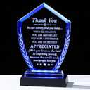 Thank You Gift for Women Men - You are Amazing Engraved Crystal Appreciation Plaque with Light Base for Teacher, Nurse, Coworker | Inspiration Uplifting Make a Difference Encouragement Keepsake