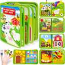 Busy Book for Toddlers 1-3, Montessori Toys for 1 2 Year Old Boy Girl Birthday Gifts, Busy Board Educational Learning Toys for 1+ Year Old, Toddler Airplane Travel Toy Farm Animals Activity Books