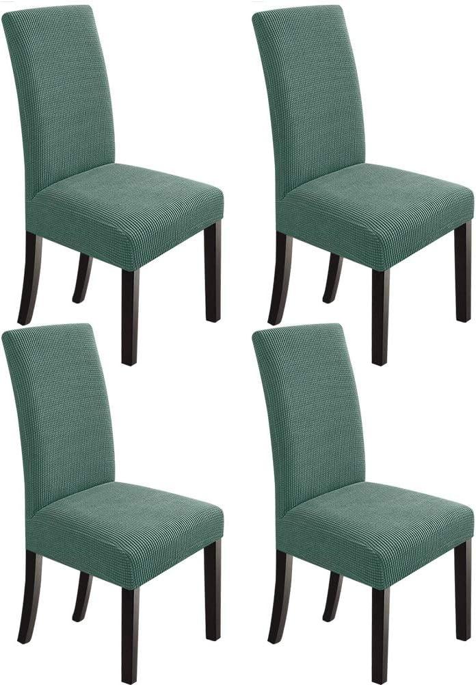 NORTHERN BROTHERS Dining Chair Covers Stretch Chair Slipcovers, 4 Pack Slip Covers for a Dining Chair Removable Washable Parsons Kitchen Chair Covers, Dark Cyan