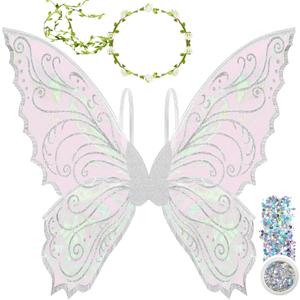 U-Goforst Fairy Wings Adult Women, Fairy Costume for Woman Butterfly Wings for Girls Adult Halloween Costume Cosplay Dress Up (White)