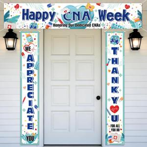 HOWAF 3 Pcs CNA Week Decorations Banner, Happy CNA Week Porch Sign and Yard Decorations, Thank You for All You Do Banners for Nurse Appreciation Gifts, Nursing Graduation & Retirement Party Supplies