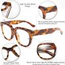 FEISEDY Retro Square Thick Big Frame Blue Light Blocking Reading Glasses Anti Glare Digital Eyestrain Reader B2523