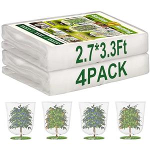 JERIA 4 Pack Insect Barrier Mesh Netting, 3.3ft x 2.7ft Gardens Netting with Drawstring, Plants Cover Protection Netting for Blueberry Bushes, Fruit Trees