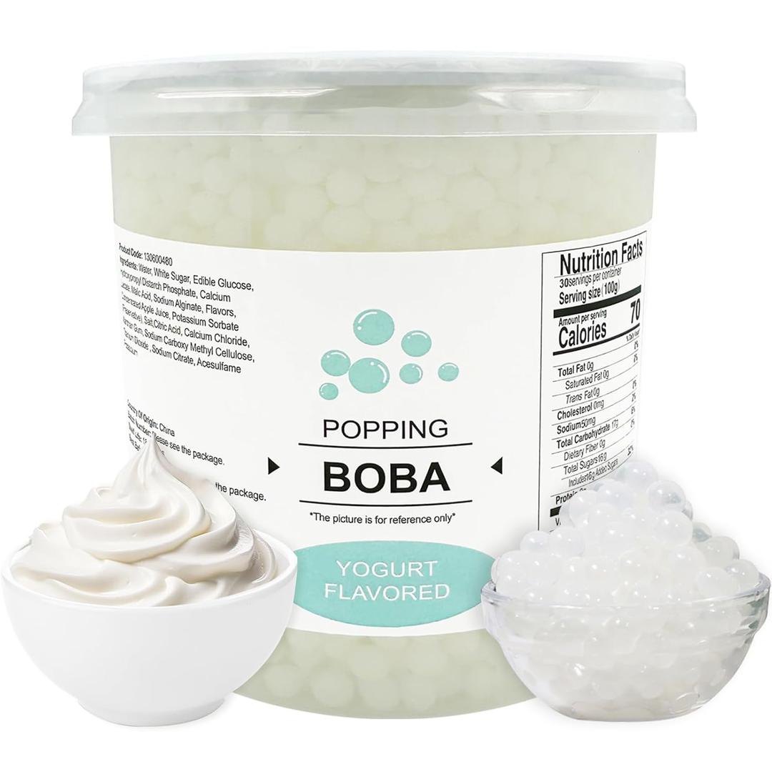 Soeos Yogurt Flavored Popping Boba, 6.6 lbs, Juicy, Chewy Fruit Balls for Boba Tea, Cocktails, Ice Cream, and Smoothies (BB: 11/12/2026)