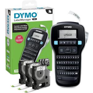 DYMO LabelManager 160 Label Maker Bundle with 3 D1 Label Cassettes, Portable Handheld, QWERTY Keyboard, One-Touch Smart Keys, Large Display, Home & Office Organization