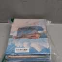 Danseed 4Pcs Blue Coastal Canvas Wall Art Ocean Bathroom Wall Decor Pictures Lighthouse Boat Chair Flower Painting for Bedroom Bathroom Home Office Decoration (10L"x8W")