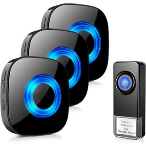 Wireless Doorbell PHYSEN Door bell Chimes with Mute Mode, 58 Ringtones&5 Volume Levels, Operating at 1300-ft Range, LED Strobe, Waterproof Doorbell Kit for Home/Classroom 1 Transmitter + 3 Receivers